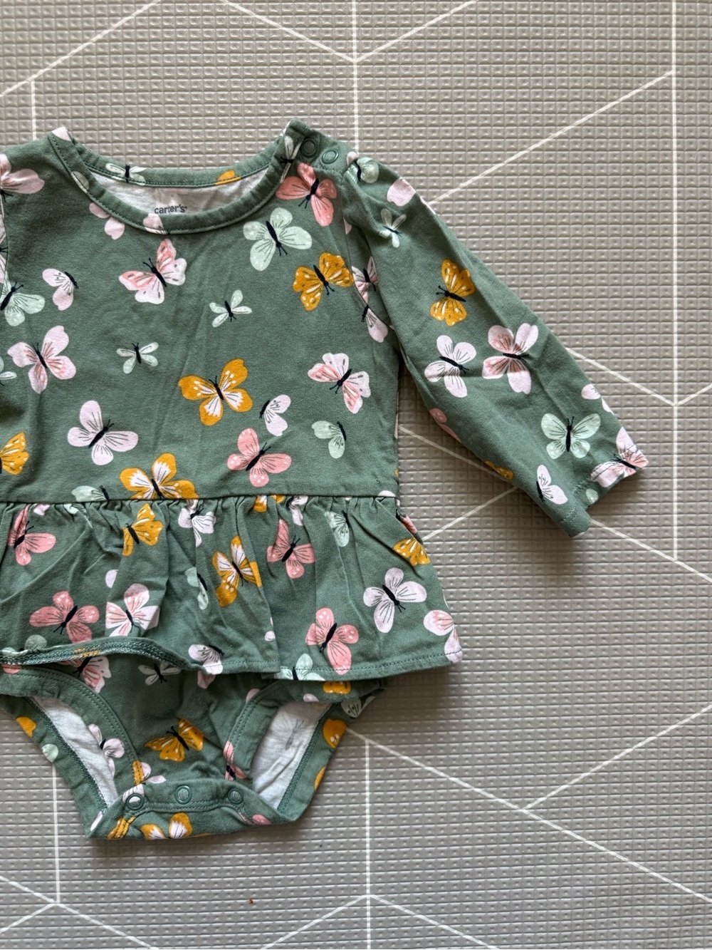 Carters|Baby girl long sleeve onesie dress in Green & butterfly print•••9M,boho